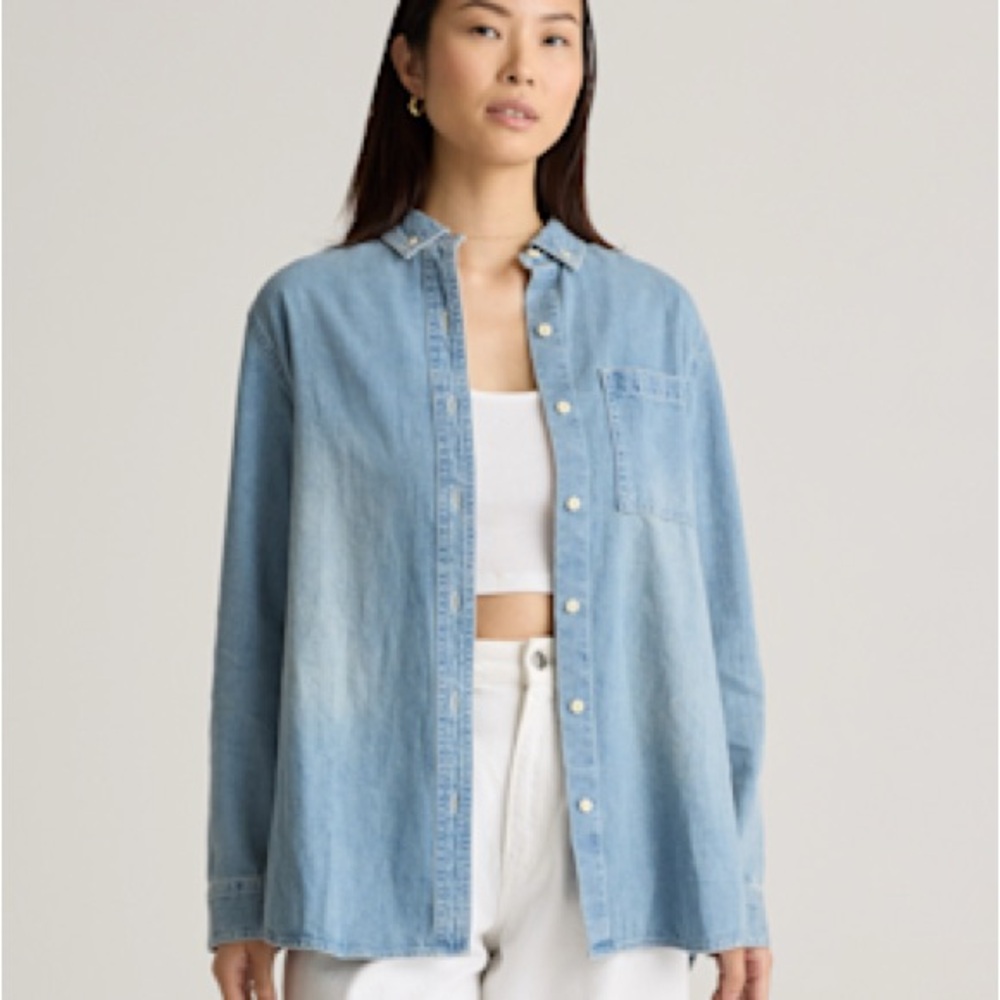 Distressed Denim Oversized Shirt